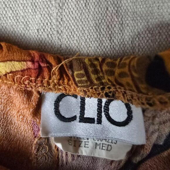 Clio Women's High-Rise Cropped Pants | Orange Floral | Size Medium | Linen Blend - Picture 3 of 14